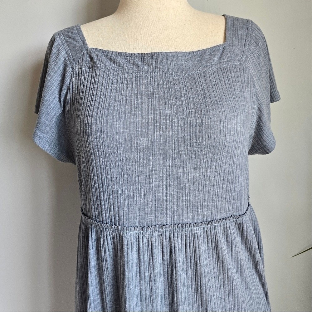NATURAL LIFE Tiered Knit Square Neck Babydoll Dress SZ Large Coastal Cowgirl - Picture 5 of 11